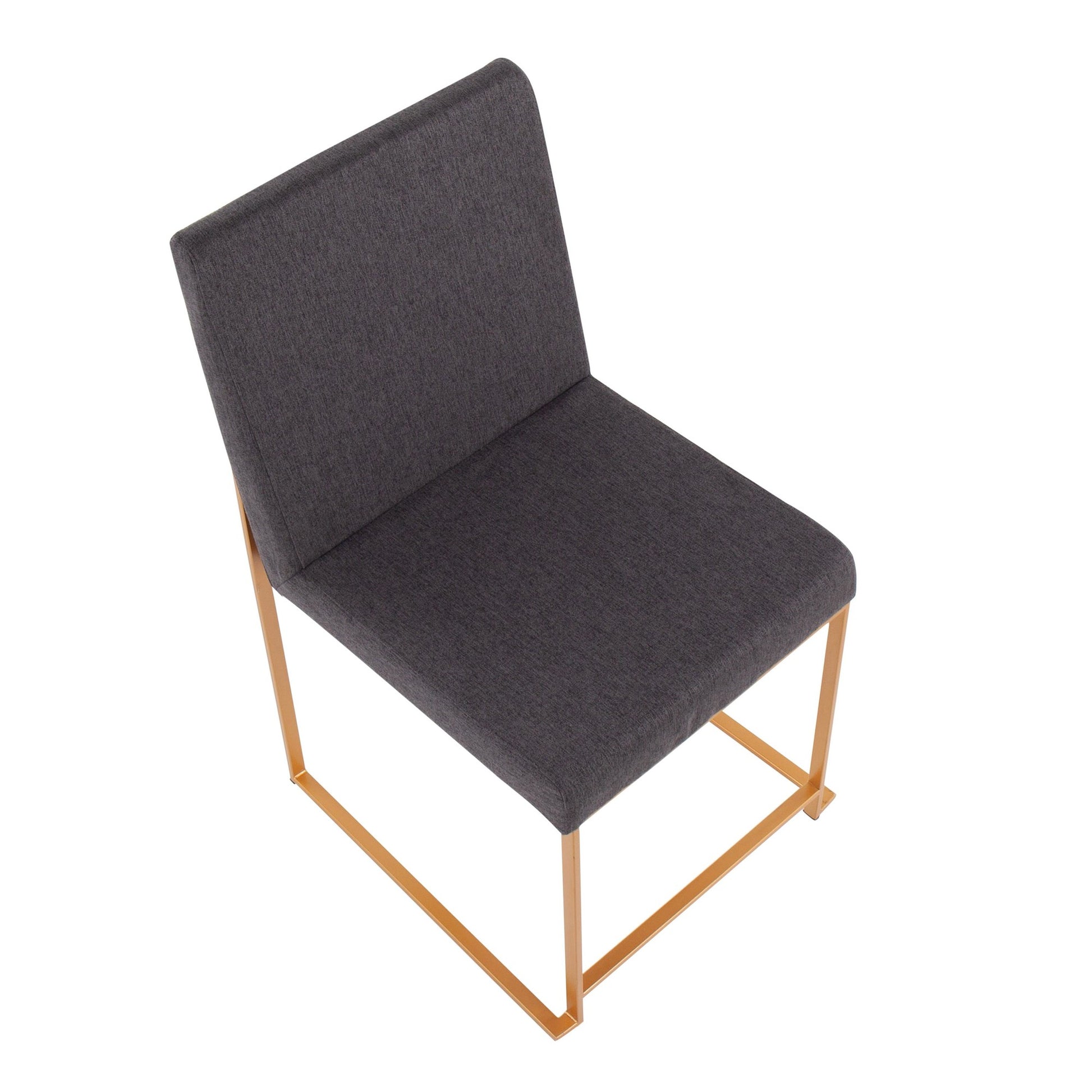 High Back Fuji Contemporary Dining Chair in Gold Steel and Beige Fabric By LumiSource - Set of 2 | Dining Chairs | Modishstore - 11