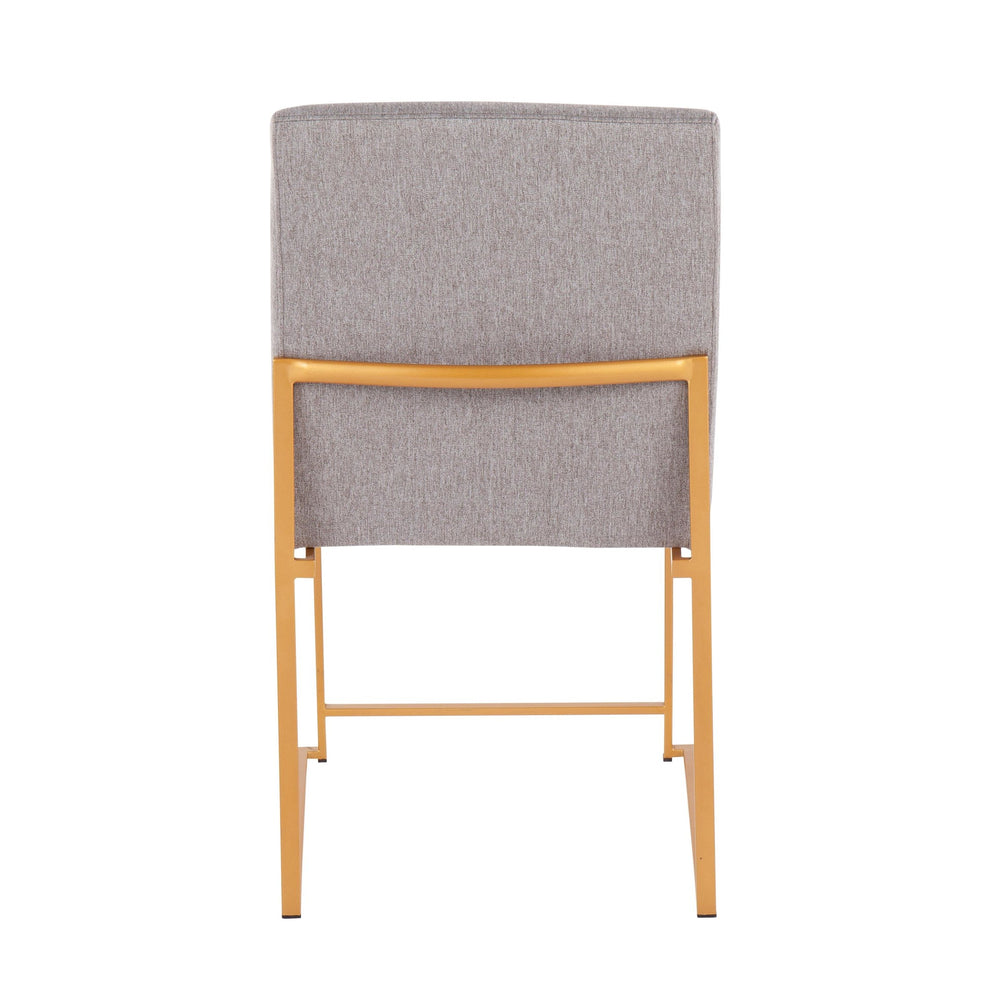 High Back Fuji Contemporary Dining Chair in Gold Steel and Beige Fabric By LumiSource - Set of 2 | Dining Chairs | Modishstore - 24