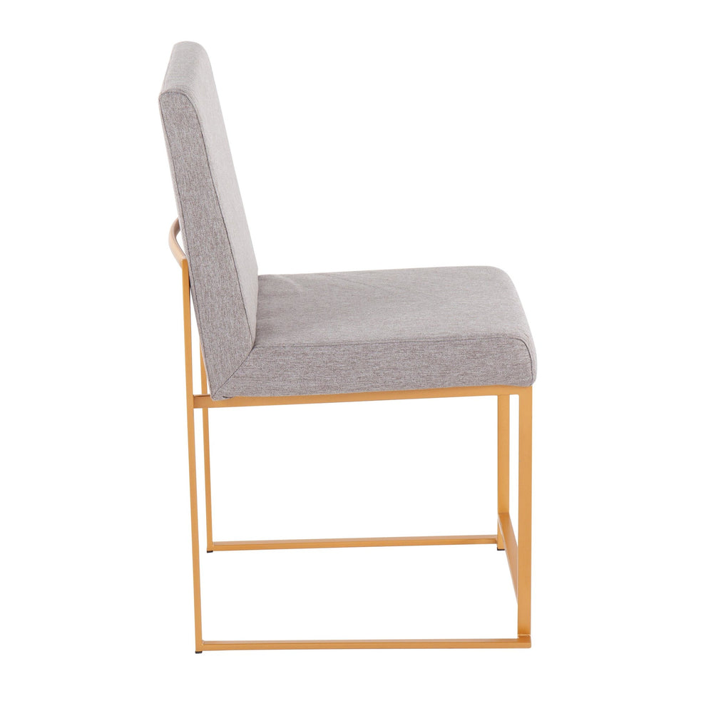 High Back Fuji Contemporary Dining Chair in Gold Steel and Beige Fabric By LumiSource - Set of 2 | Dining Chairs | Modishstore - 22