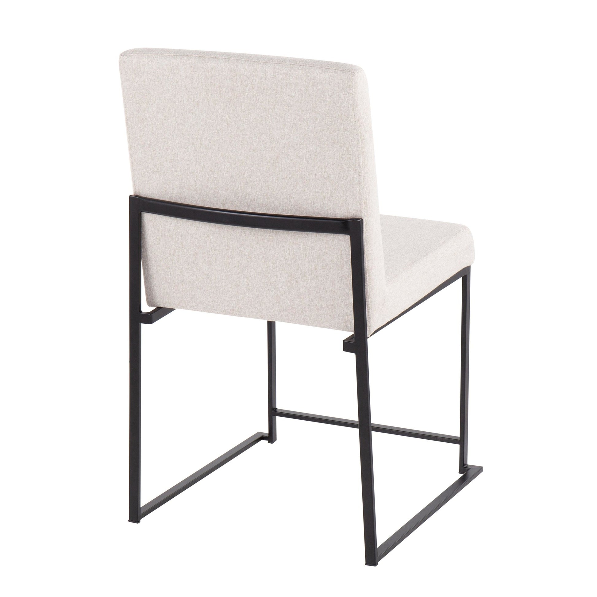 High Back Fuji Contemporary Dining Chair in Black Steel and Beige Fabric By LumiSource - Set of 2 | Dining Chairs | Modishstore - 7