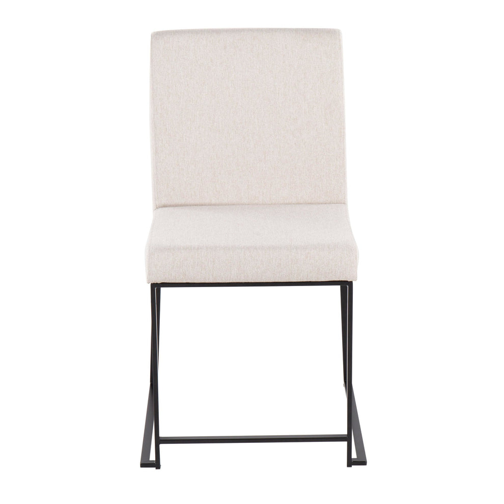 High Back Fuji Contemporary Dining Chair in Black Steel and Beige Fabric By LumiSource - Set of 2 | Dining Chairs | Modishstore - 2