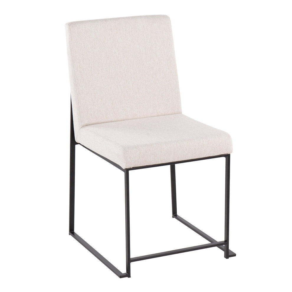 High Back Fuji Contemporary Dining Chair in Black Steel and Beige Fabric By LumiSource - Set of 2 | Dining Chairs | Modishstore - 5