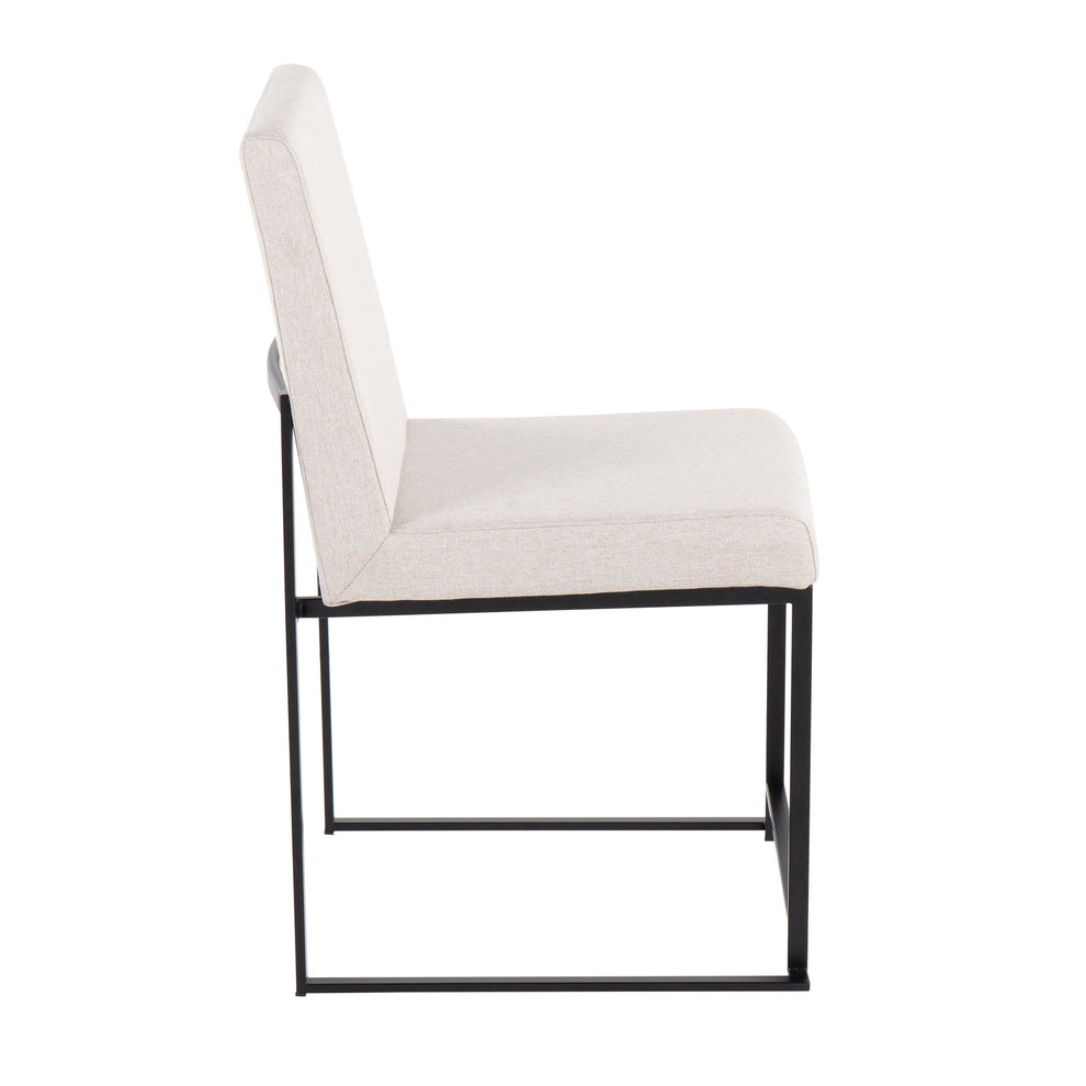 High Back Fuji Contemporary Dining Chair in Black Steel and Beige Fabric By LumiSource - Set of 2 | Dining Chairs | Modishstore - 6