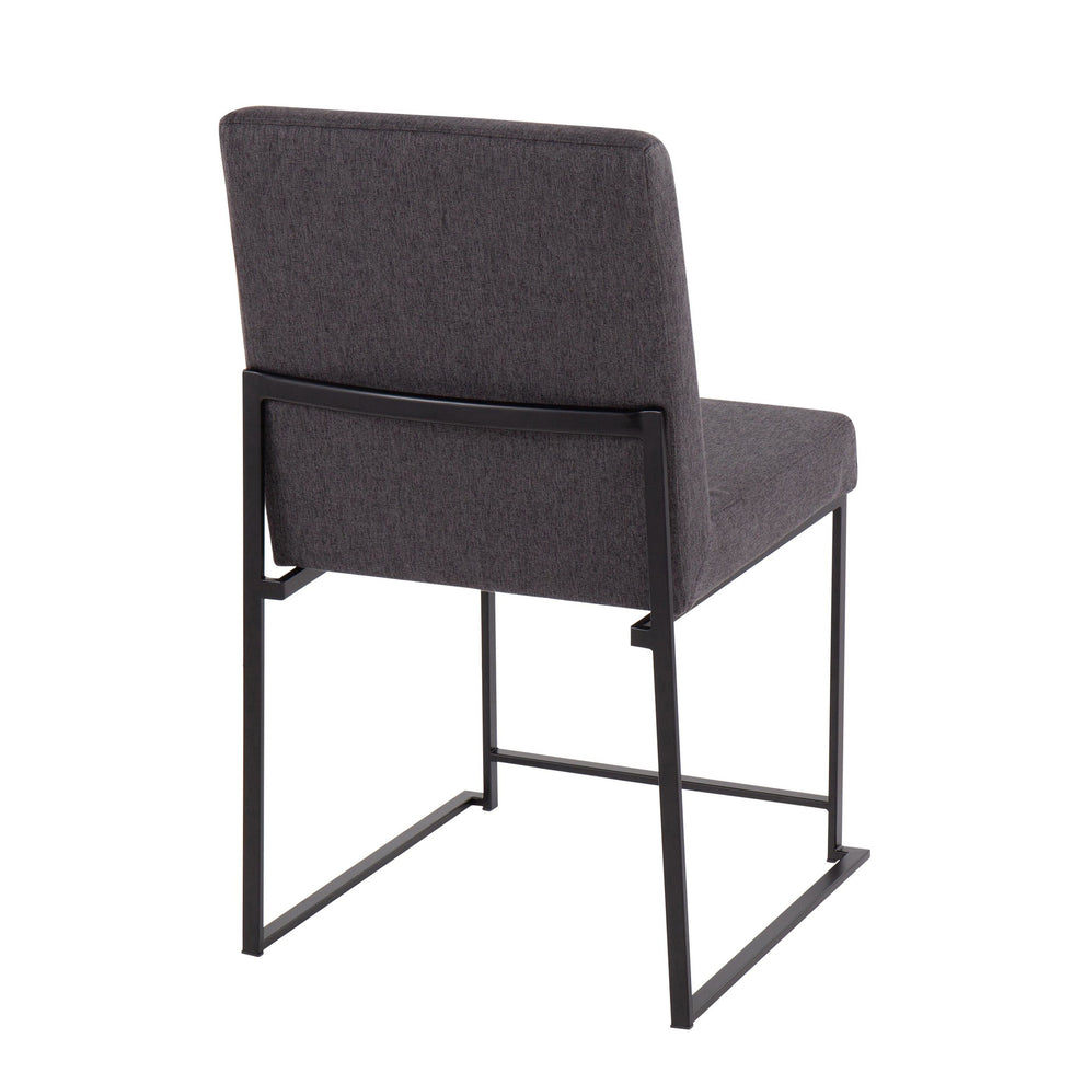High Back Fuji Contemporary Dining Chair in Black Steel and Charcoal Fabric By LumiSource - Set of 2 | Dining Chairs | Modishstore - 7