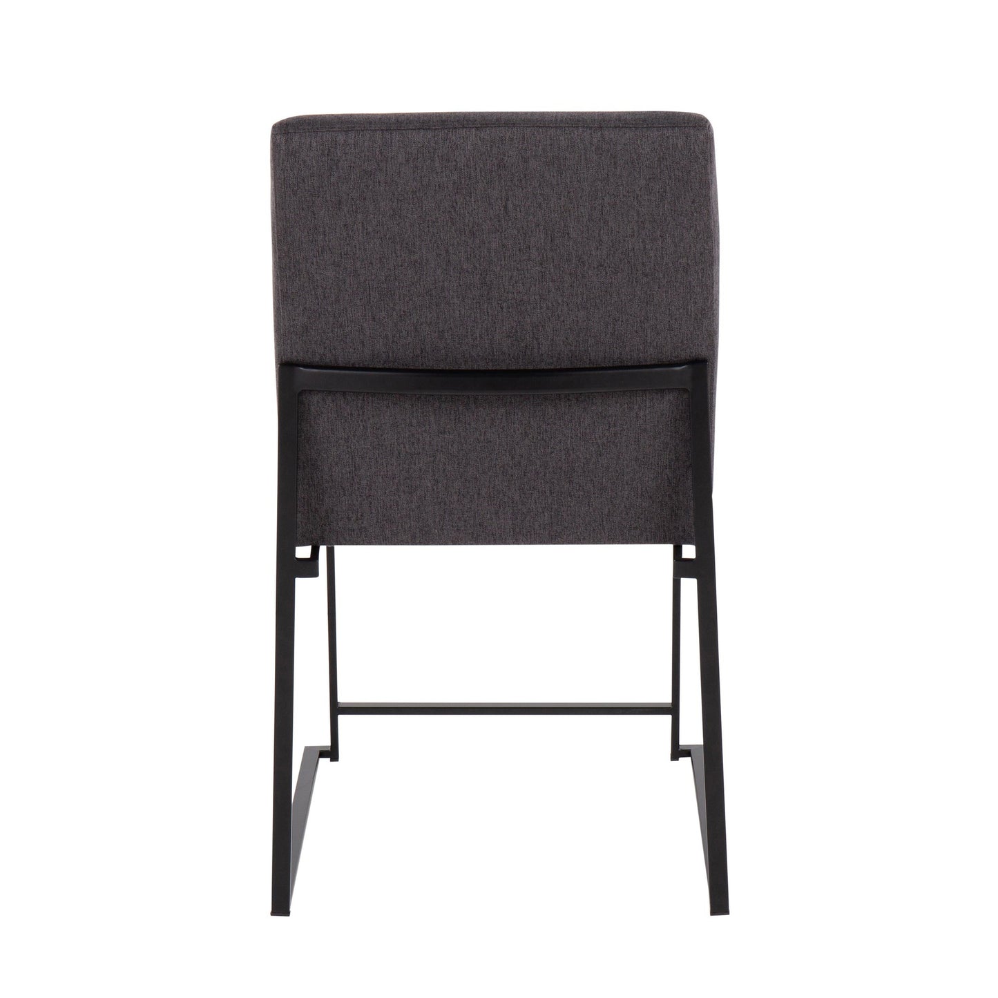 High Back Fuji Contemporary Dining Chair in Black Steel and Charcoal Fabric By LumiSource - Set of 2 | Dining Chairs | Modishstore - 8