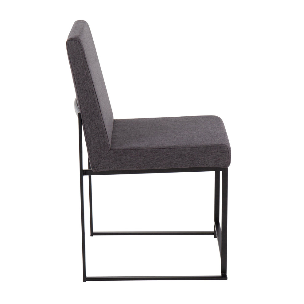 High Back Fuji Contemporary Dining Chair in Black Steel and Charcoal Fabric By LumiSource - Set of 2 | Dining Chairs | Modishstore - 6