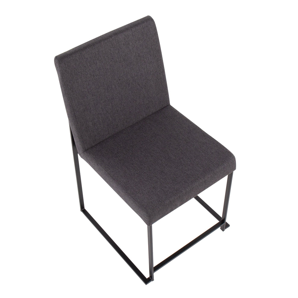 High Back Fuji Contemporary Dining Chair in Black Steel and Charcoal Fabric By LumiSource - Set of 2 | Dining Chairs | Modishstore - 3