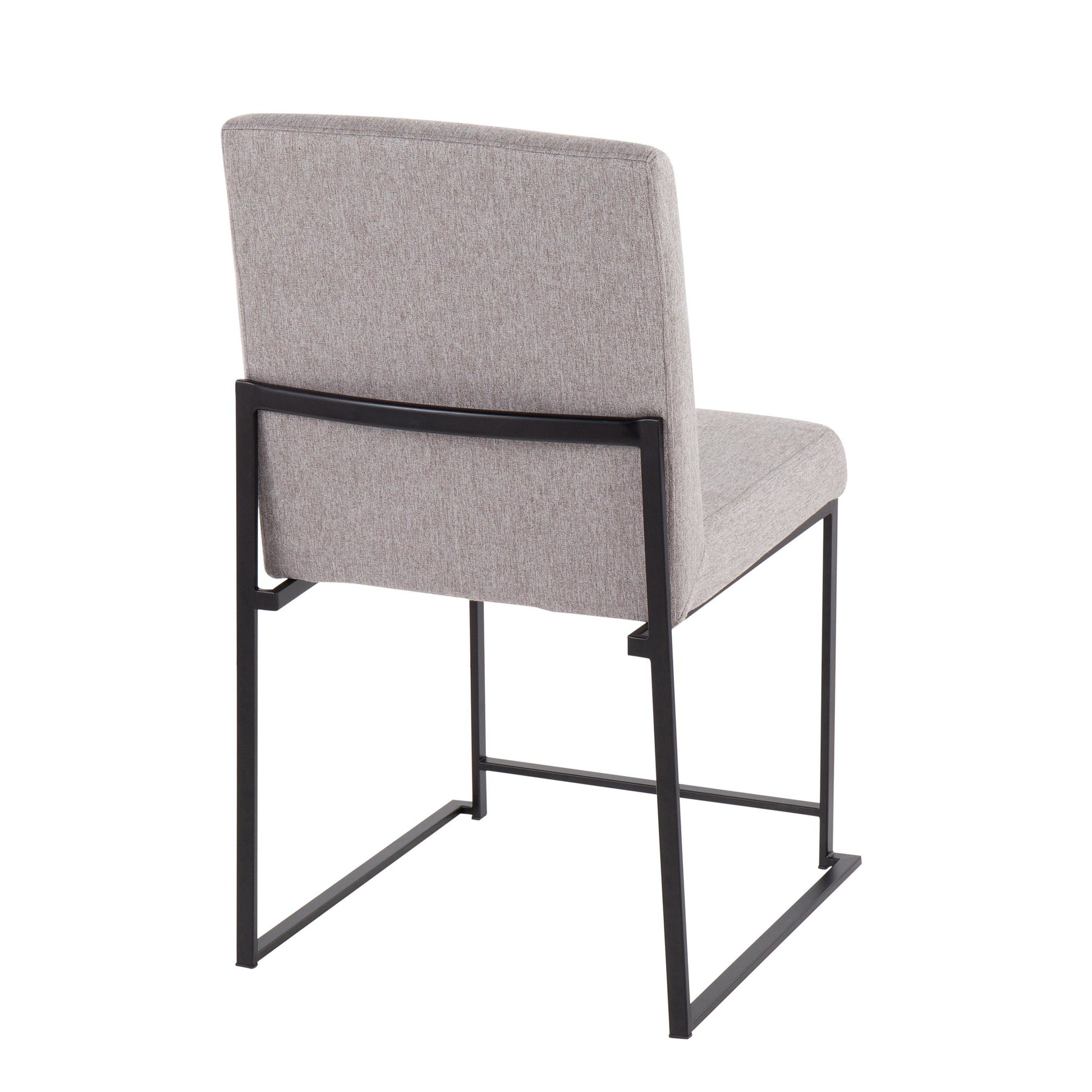 High Back Fuji Contemporary Dining Chair in Black Steel and Light Grey Fabric By LumiSource - Set of 2 | Dining Chairs | Modishstore - 7