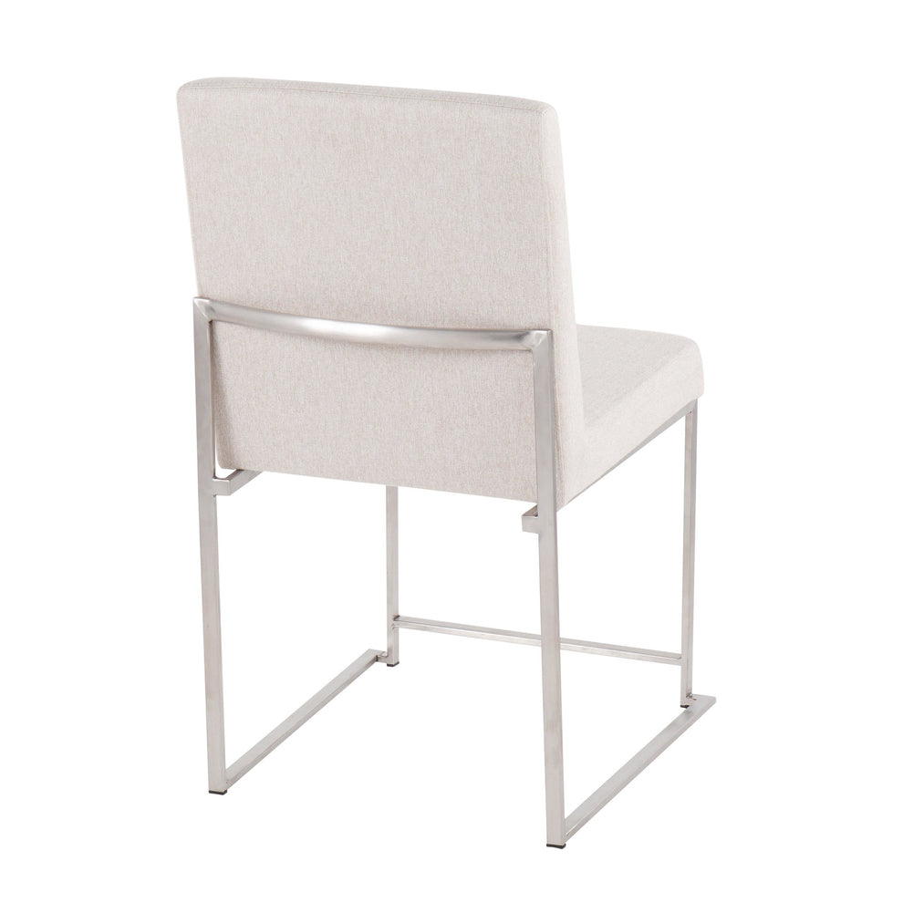 High Back Fuji Contemporary Dining Chair in Brushed Stainless Steel and Beige Fabric By LumiSource - Set of 2 | Dining Chairs | Modishstore - 7