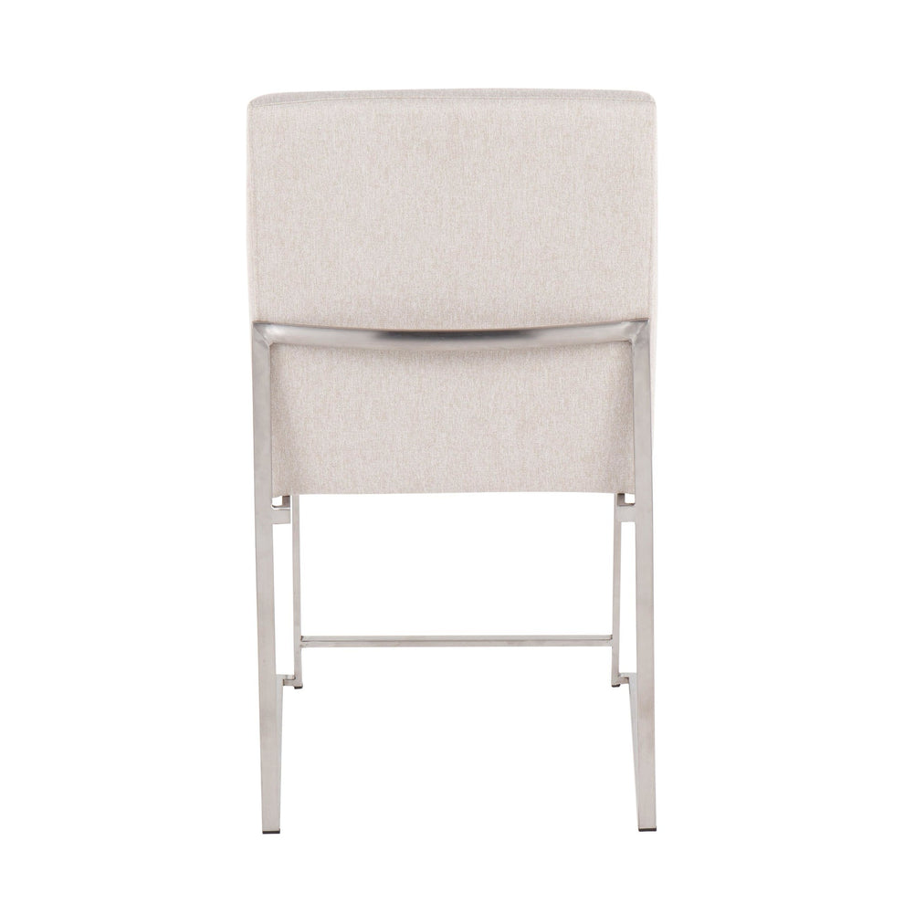 High Back Fuji Contemporary Dining Chair in Brushed Stainless Steel and Beige Fabric By LumiSource - Set of 2 | Dining Chairs | Modishstore - 8