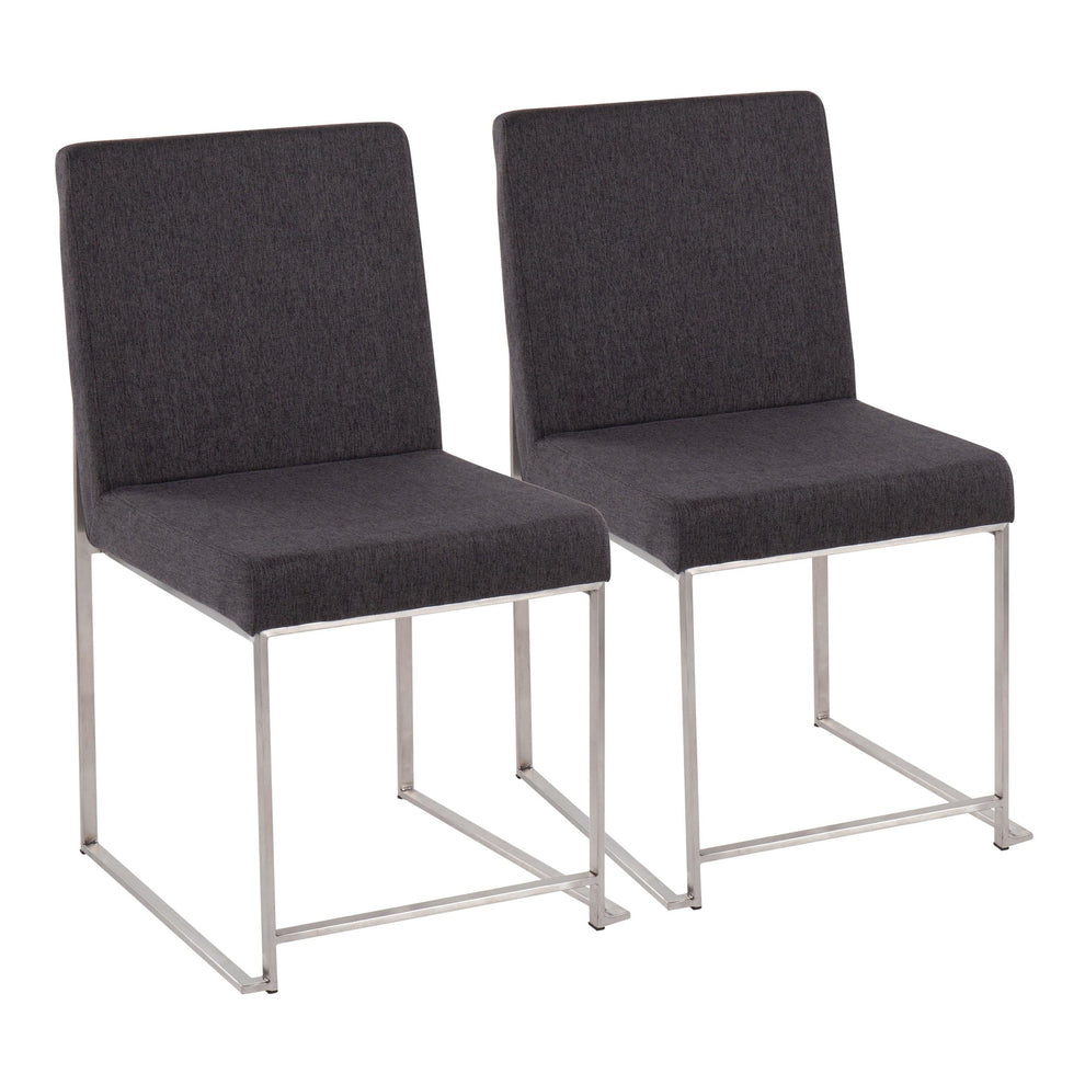 High Back Fuji Contemporary Dining Chair in Brushed Stainless Steel and Beige Fabric By LumiSource - Set of 2 | Dining Chairs | Modishstore - 9