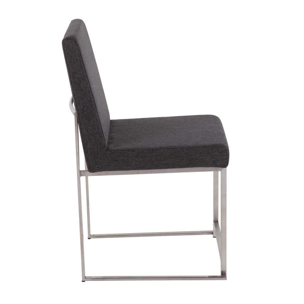 High Back Fuji Contemporary Dining Chair in Brushed Stainless Steel and Beige Fabric By LumiSource - Set of 2 | Dining Chairs | Modishstore - 14