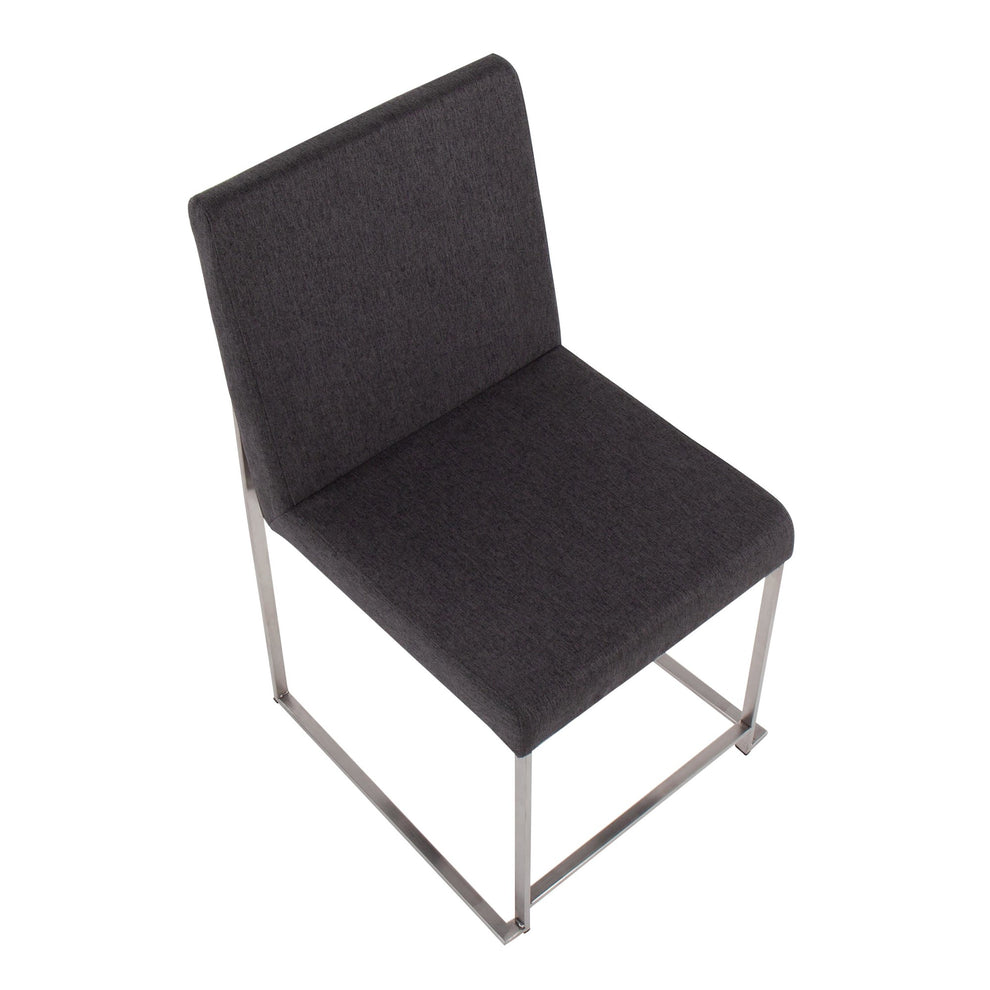 High Back Fuji Contemporary Dining Chair in Brushed Stainless Steel and Beige Fabric By LumiSource - Set of 2 | Dining Chairs | Modishstore - 11