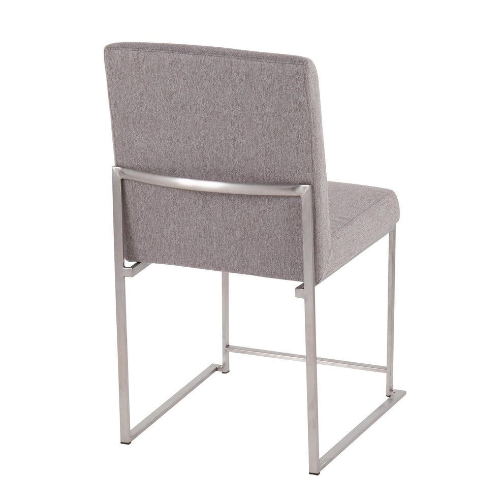 High Back Fuji Contemporary Dining Chair in Brushed Stainless Steel and Beige Fabric By LumiSource - Set of 2 | Dining Chairs | Modishstore - 23