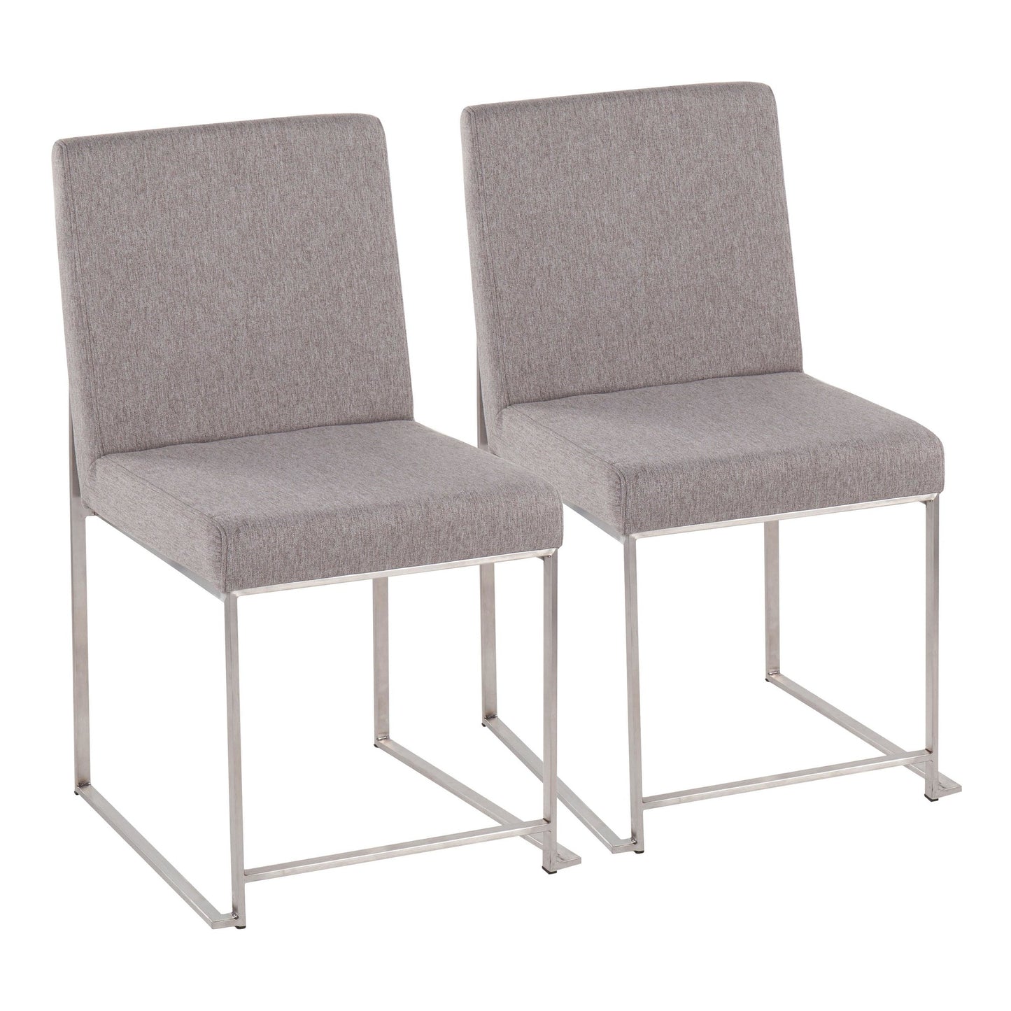 High Back Fuji Contemporary Dining Chair in Brushed Stainless Steel and Beige Fabric By LumiSource - Set of 2 | Dining Chairs | Modishstore - 17