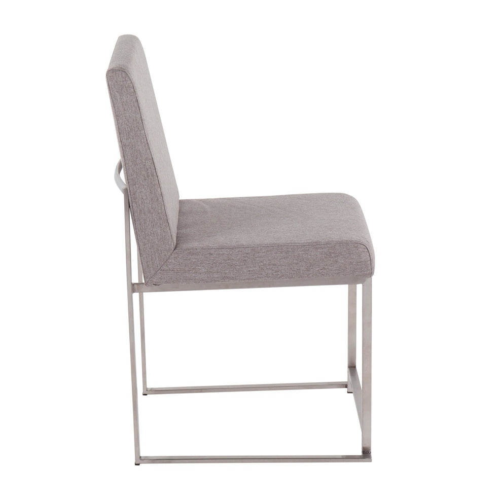 High Back Fuji Contemporary Dining Chair in Brushed Stainless Steel and Beige Fabric By LumiSource - Set of 2 | Dining Chairs | Modishstore - 22