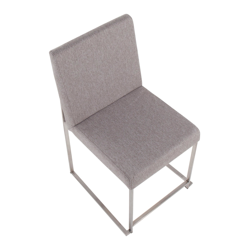High Back Fuji Contemporary Dining Chair in Brushed Stainless Steel and Beige Fabric By LumiSource - Set of 2 | Dining Chairs | Modishstore - 19