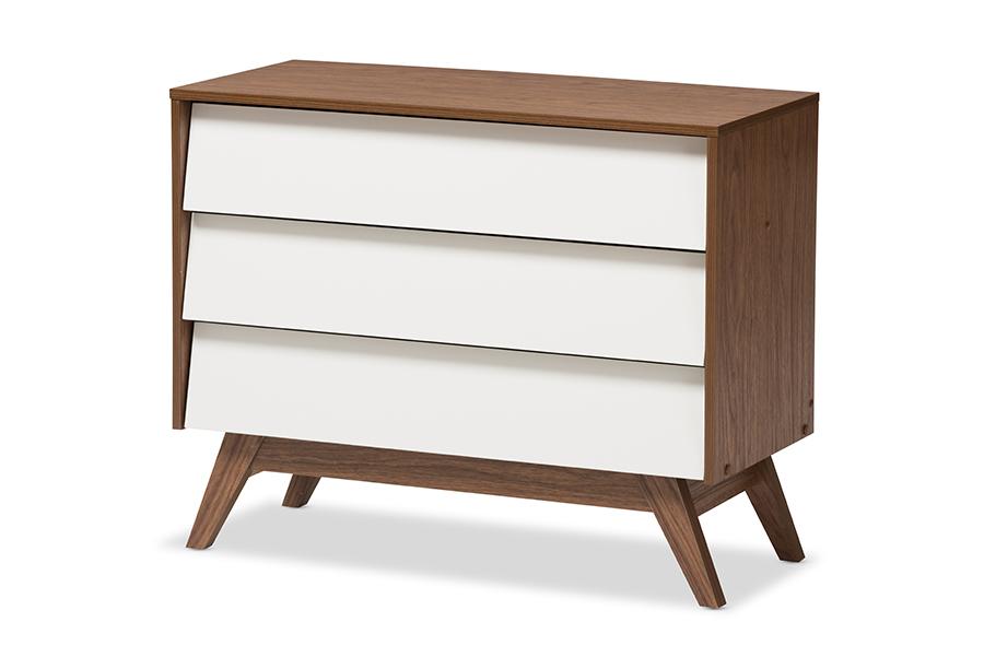 baxton studio hildon mid century modern white and walnut wood 3 drawer storage chest | Modish Furniture Store-2