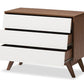 baxton studio hildon mid century modern white and walnut wood 3 drawer storage chest | Modish Furniture Store-3