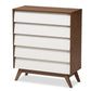 baxton studio hildon mid century modern white and walnut wood 5 drawer storage chest | Modish Furniture Store-2