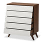 baxton studio hildon mid century modern white and walnut wood 5 drawer storage chest | Modish Furniture Store-3