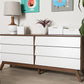 Baxton Studio Hildon Mid-Century Modern White and Walnut Wood 6-Drawer Storage Dresser | Modishstore | Drawers