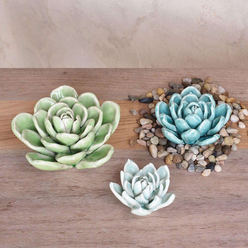 HomArt Ceramic Succulent - Set of 8 | Modishstore | Candle Holders-7