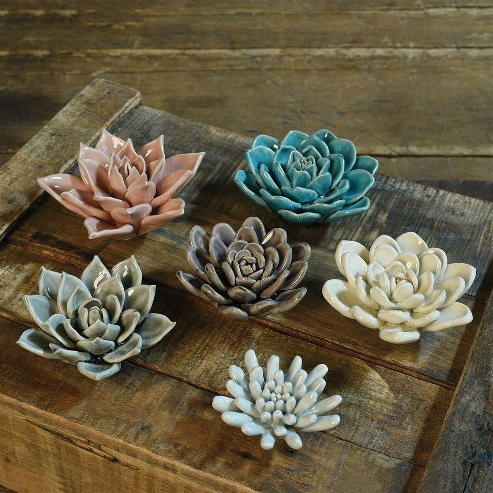 HomArt Ceramic Succulent - Set of 8 | Modishstore | Candle Holders