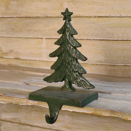 HomArt Christmas Tree Cast Iron Stocking Holder - Antique Green - Set of 4 - Feature Image | Modishstore | Holiday