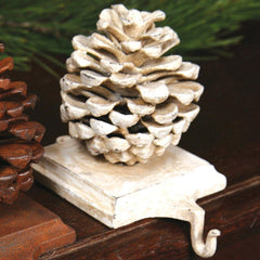 Stocking Holder Pinecone - Cast Iron - White - Set Of 2 By HomArt