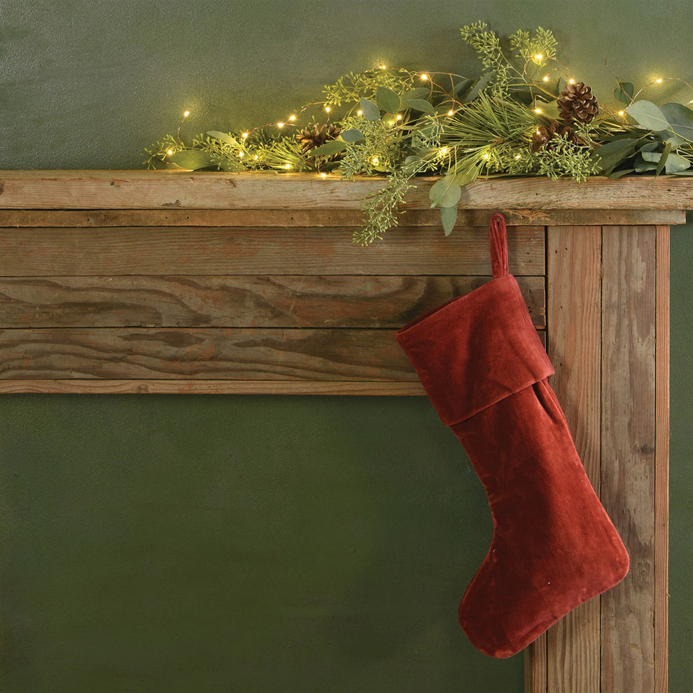 HomArt Velvet Stocking - Sage Green-Dark Grey-Red | Holiday | 9343-33 | Modishstore - 3