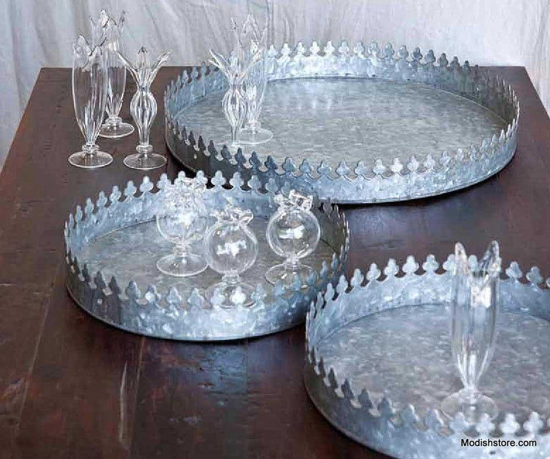 Metallic Round Crown Garden Tray-7