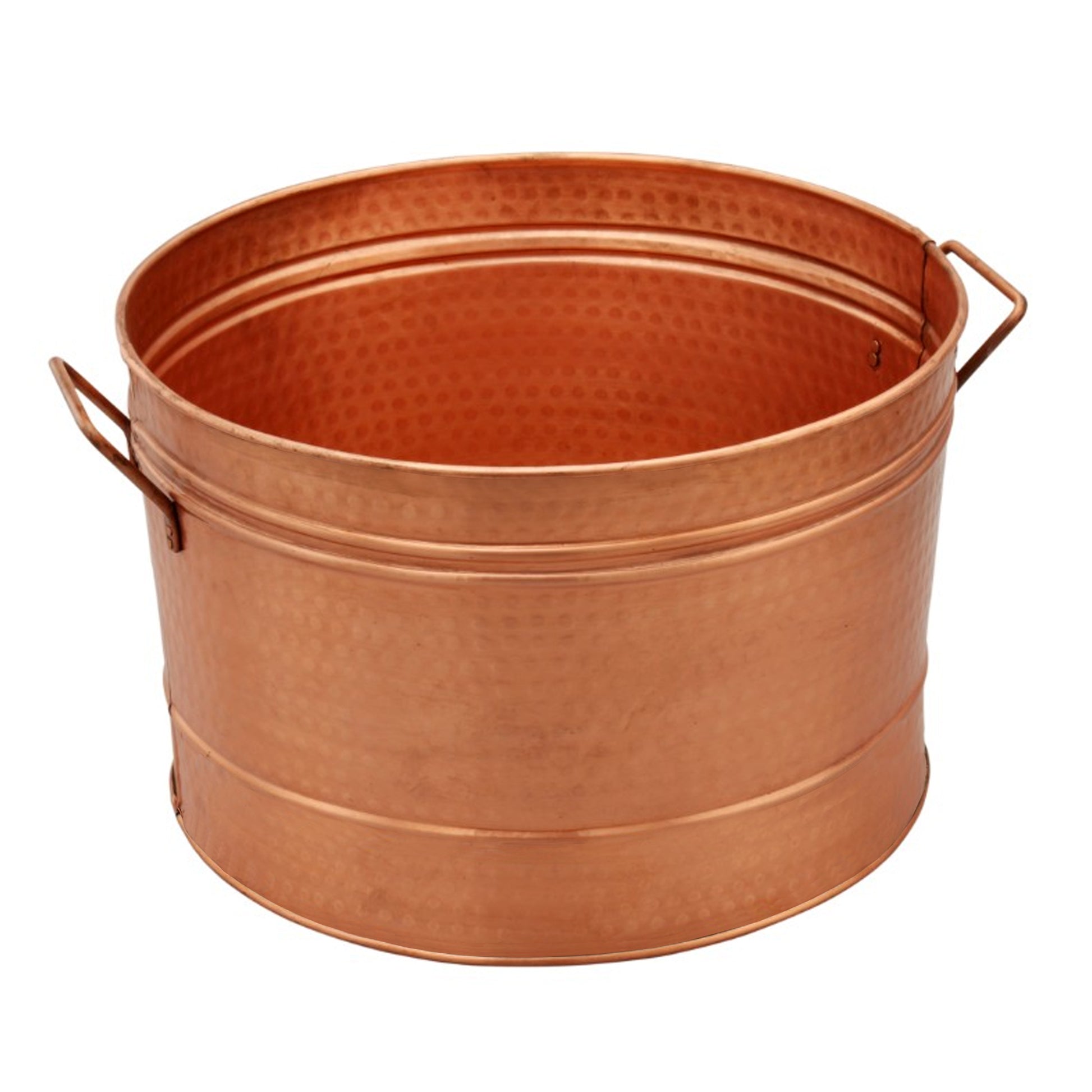 Hammered Pattern Galvanized Farmhouse Style Tub, Copper  By Benzara | Bins, Baskets & Buckets |  Modishstore 