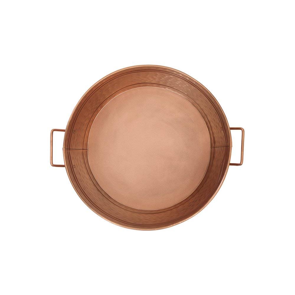 Hammered Pattern Galvanized Farmhouse Style Tub, Copper  By Benzara | Bins, Baskets & Buckets |  Modishstore  - 3