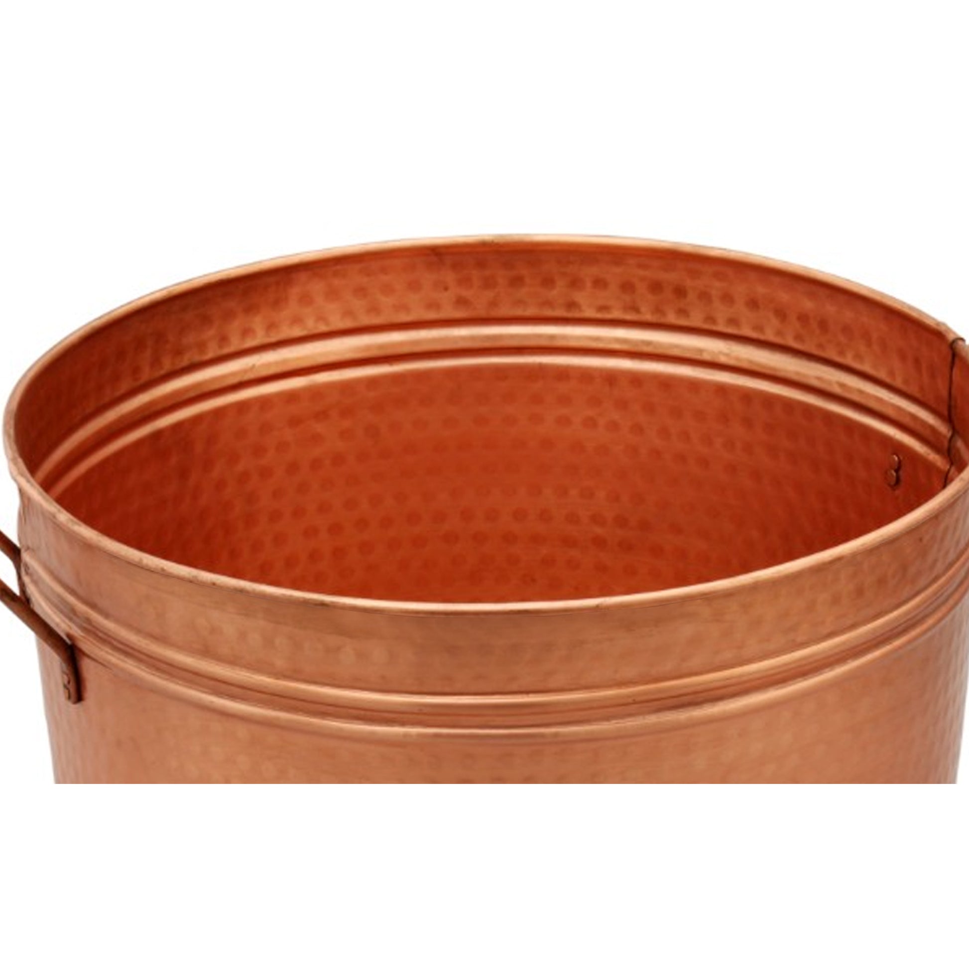 Hammered Pattern Galvanized Farmhouse Style Tub, Copper  By Benzara | Bins, Baskets & Buckets |  Modishstore  - 6