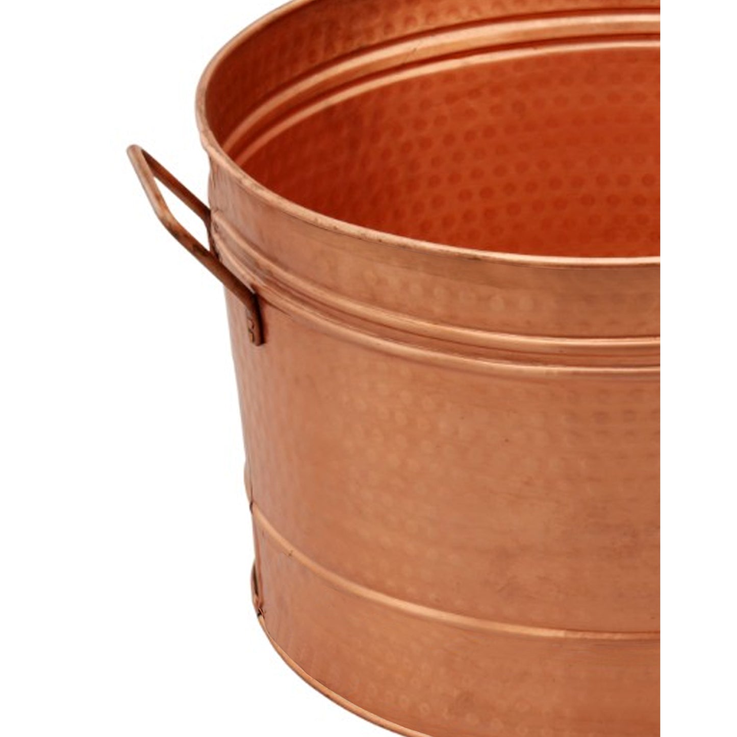 Hammered Pattern Galvanized Farmhouse Style Tub, Copper  By Benzara | Bins, Baskets & Buckets |  Modishstore  - 2