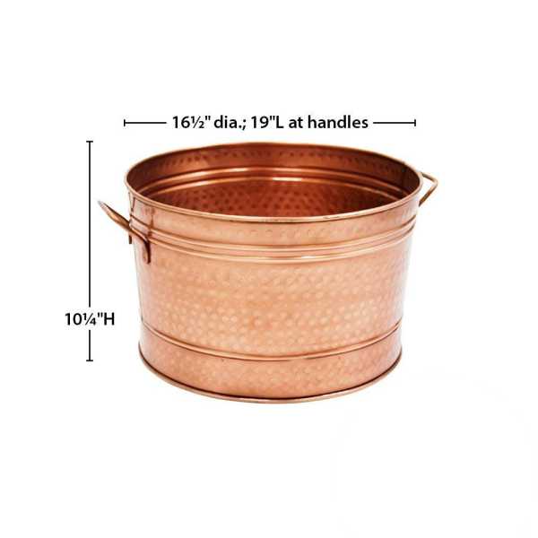 Hammered Pattern Galvanized Farmhouse Style Tub, Copper  By Benzara | Bins, Baskets & Buckets |  Modishstore  - 4
