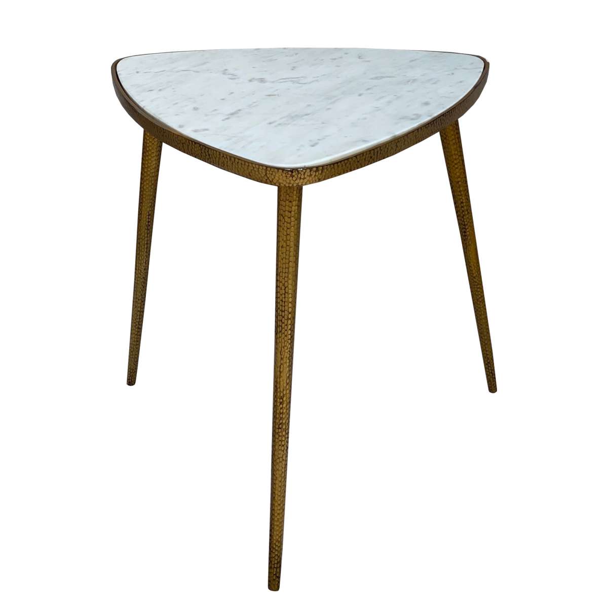 Plectrum Shape Marble Top Accent End Table With Metal Tripod Base, White And Gold By Benzara | End Tables |  Modishstore  - 5