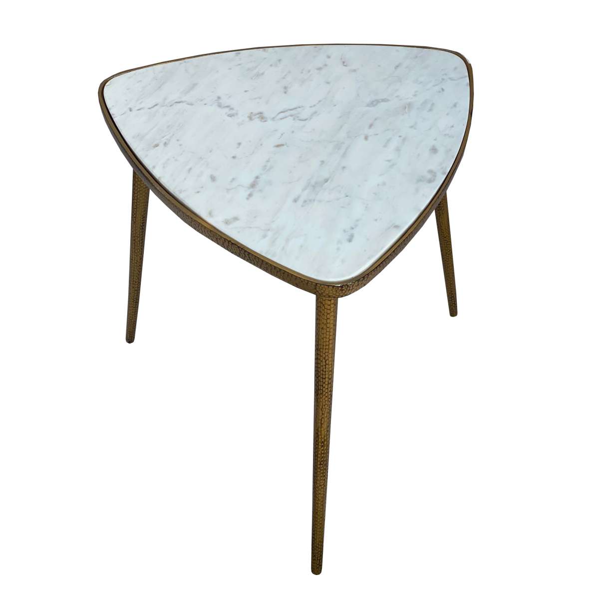 Plectrum Shape Marble Top Accent End Table With Metal Tripod Base, White And Gold By Benzara | End Tables |  Modishstore  - 3