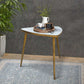Plectrum Shape Marble Top Accent End Table With Metal Tripod Base, White And Gold By Benzara | End Tables |  Modishstore 