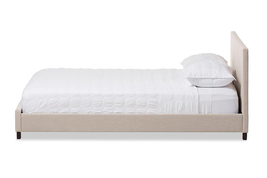 baxton studio elizabeth modern and contemporary beige fabric upholstered panel stitched full size platform bed | Modish Furniture Store-2