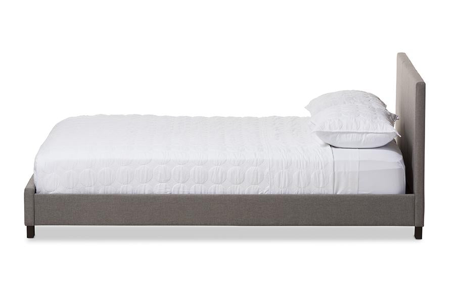baxton studio elizabeth modern and contemporary grey fabric upholstered panel stitched full size platform bed | Modish Furniture Store-2