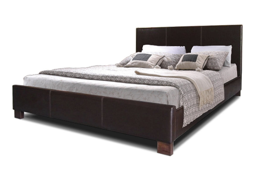 baxton studio pless dark brown modern bed queen size | Modish Furniture Store-2
