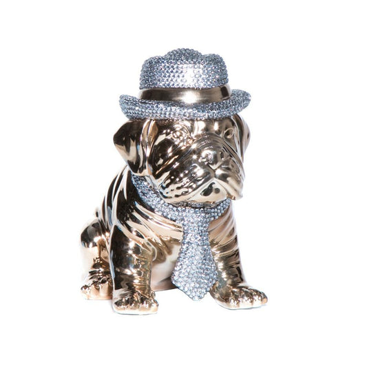 Interior Illusions Plus Bronze Bulldog with Rhinestone Hat & Tie - 10" Tall | Animals & Pets | Modishstore