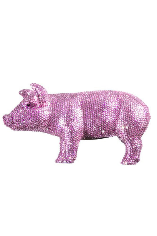 Interior Illusions Plus Pink Rhinestone Piggy Bank - 12" long | Sculptures | Modishstore