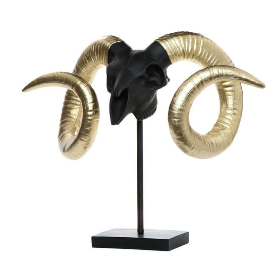 Interior Illusions Plus Goat Skull on Stand Gold/Black - 20" wide. | Sculptures | Modishstore