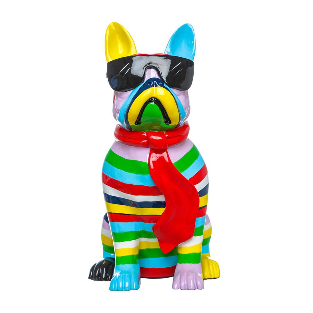 Interior Illusions Plus Stripe Dog with Black Glasses - 14" tall | Sculptures | Modishstore