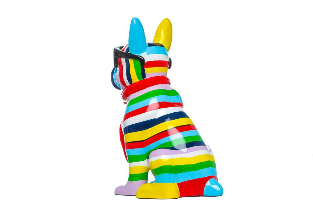 Interior Illusions Plus Stripe Dog with Black Glasses - 14" tall | Sculptures | Modishstore - 2
