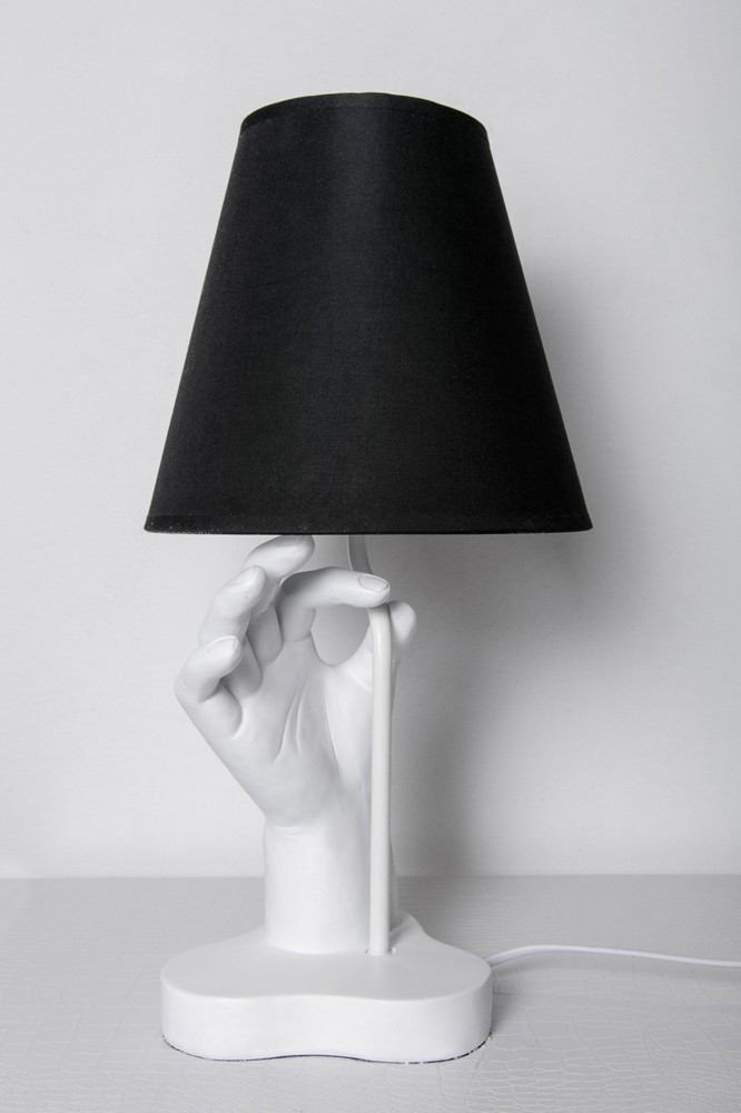 Interior Illusions Plus White & Black Hand Lamp - 20" tall | Sculptures | Modishstore