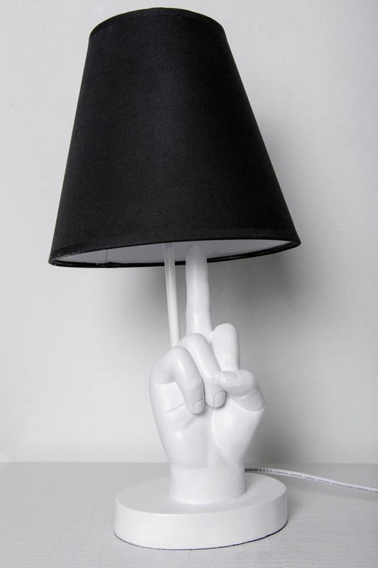 Interior Illusions Plus White & Black Middle Finger Hand Lamp - 20" tall | Sculptures | Modishstore